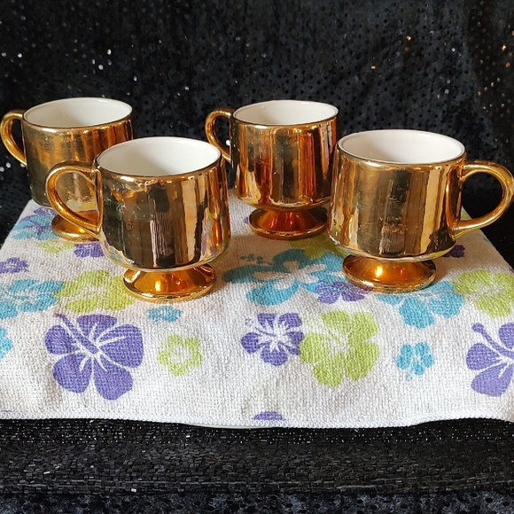 MCM Metallic Gold Demitasse Mugs Set - Picture 1 of 7